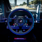 The Simagic Neo X 350W Drift Steering Wheel used on a sim racing rig.