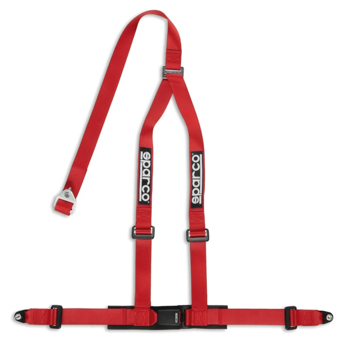 The red Sparco 2 Inch 3-Point Bolt-In Street Harness.