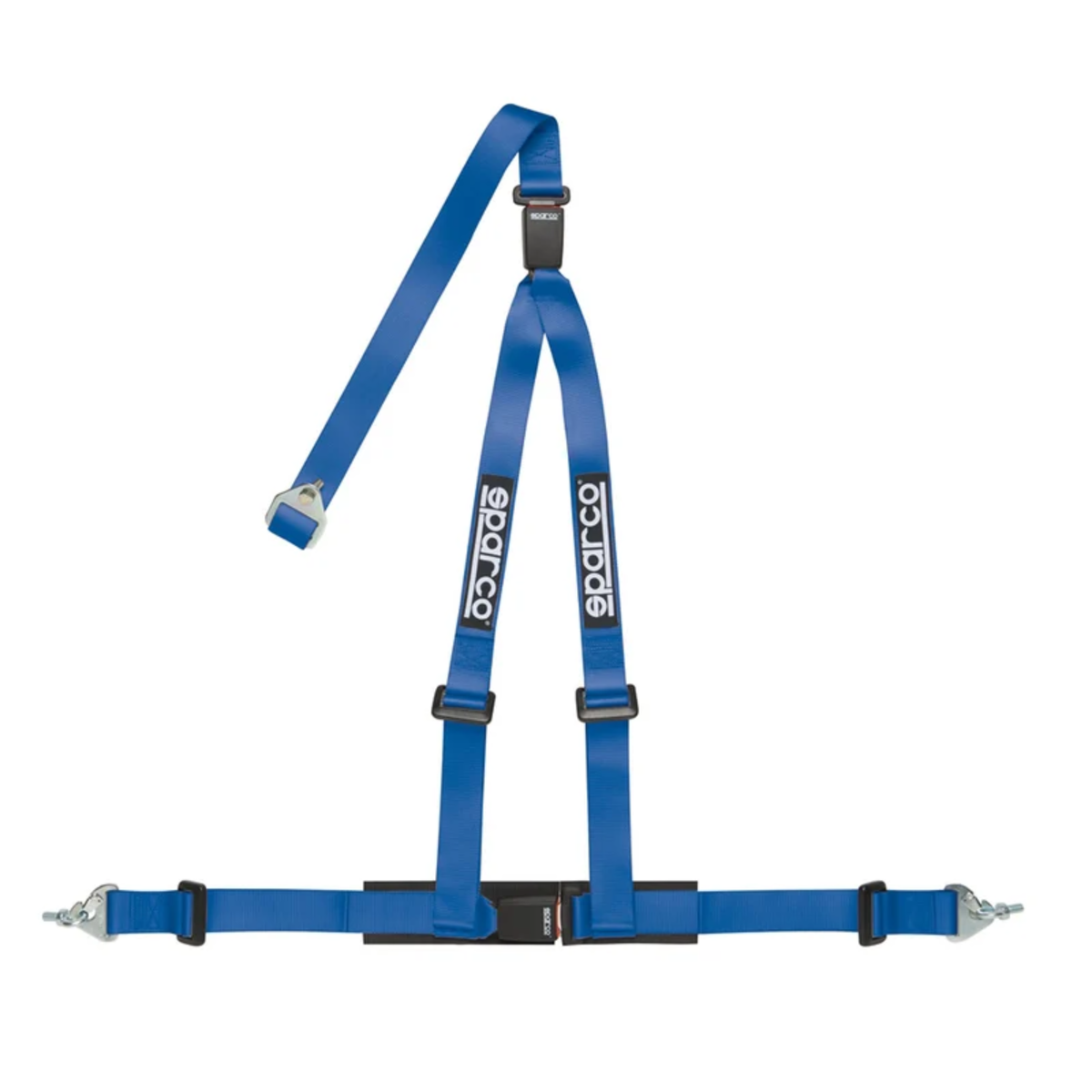 The blue Sparco 2 Inch 3-Point Dual Release Street Harness.