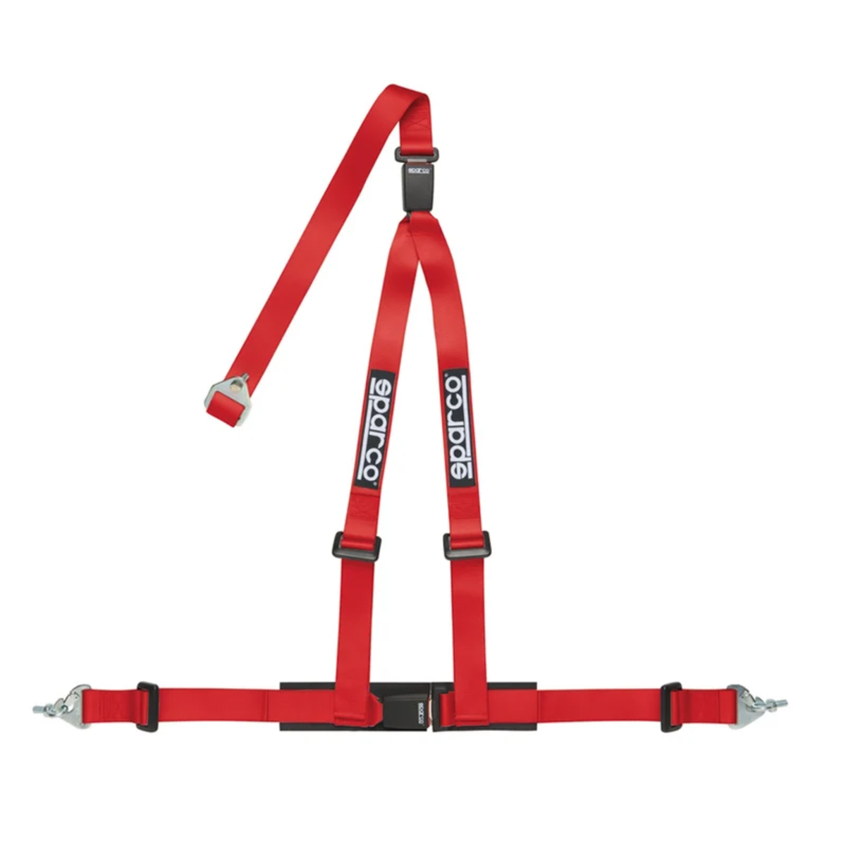 The red Sparco 2 Inch 3-Point Dual Release Street Harness.
