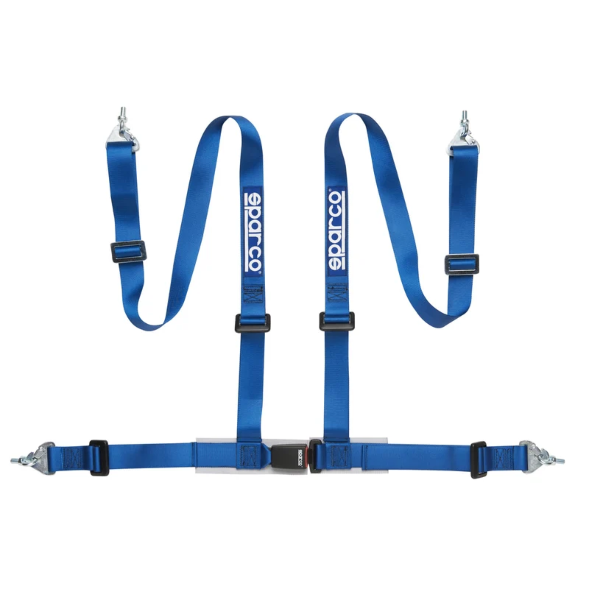 The blue Sparco 2 Inch 4-Point Snap-In Street Harness.