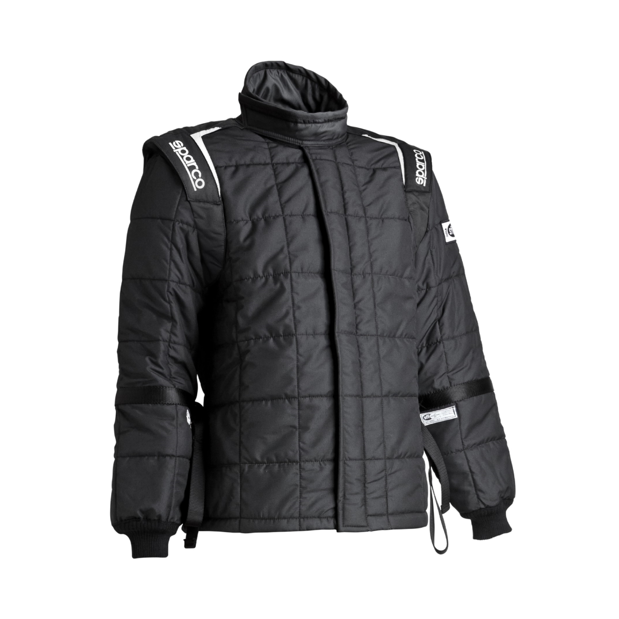 The black Sparco Air-15 Fire Resistant Drag Racing Jacket - SFI 3.2A/15 from Sparco.