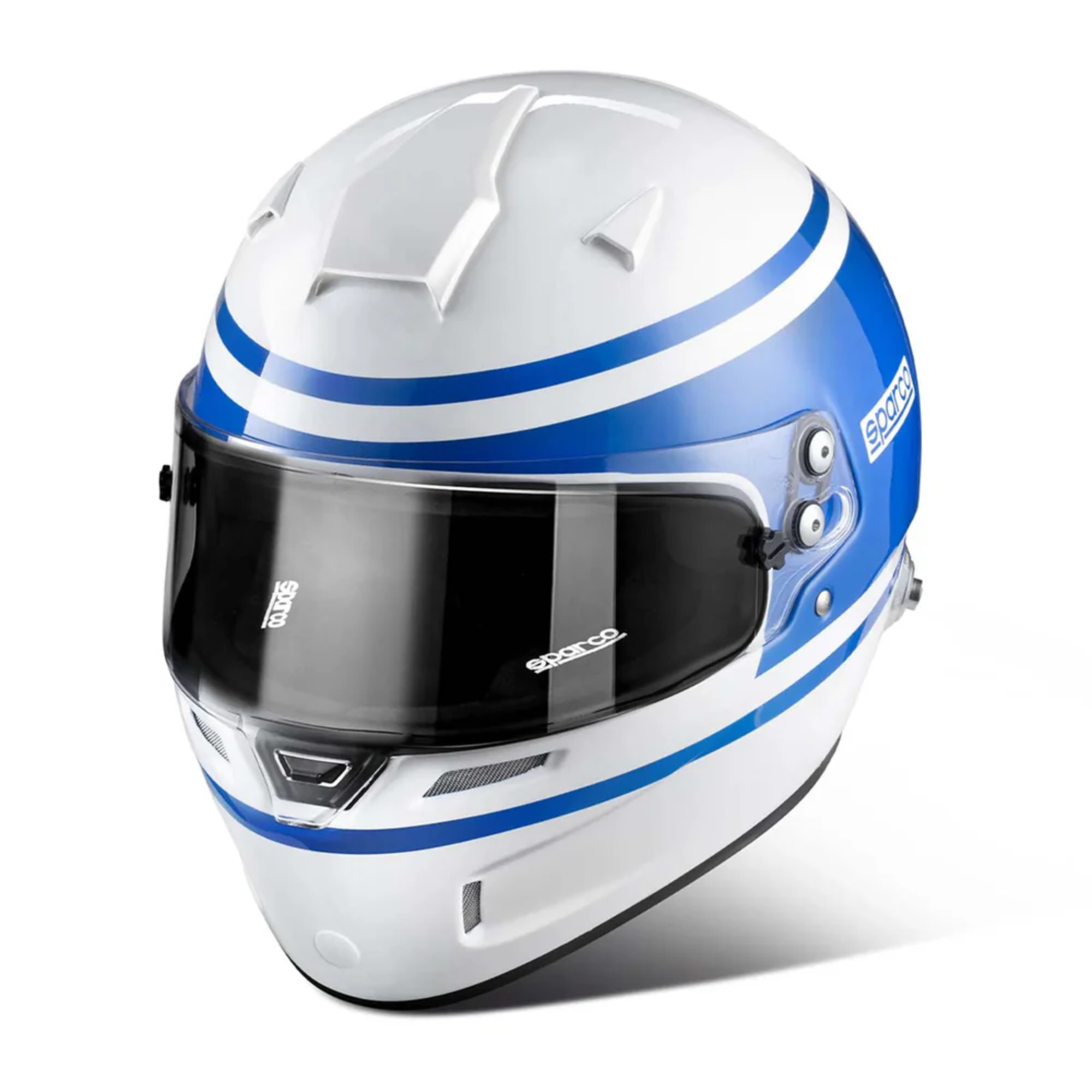 The white and blue Sparco Air Pro 1977 RF-5W SA2020 Helmet from Sparco.