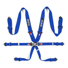 The blue Sparco Comp H-3 Aluminum Racing Harness.