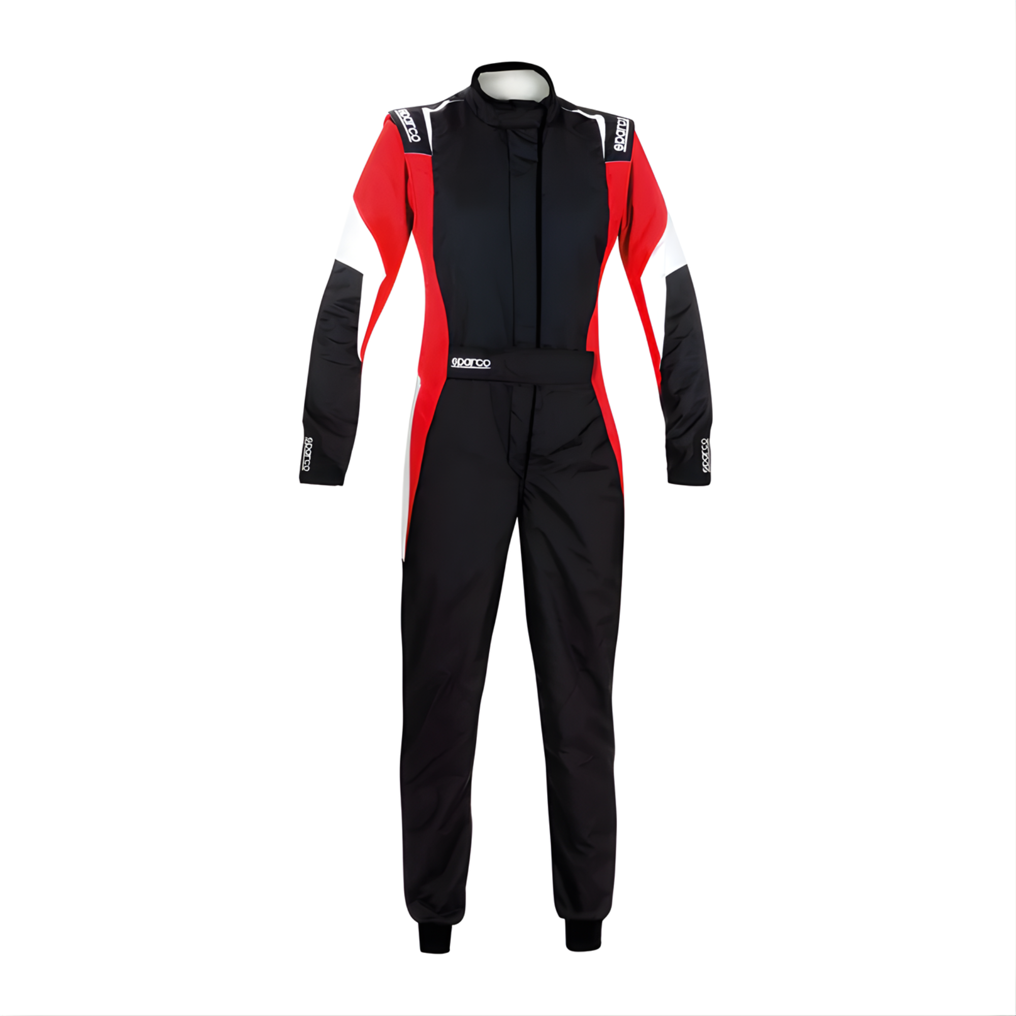 The black, red, and white Sparco Competition Women's Racing Suit from Sparco.