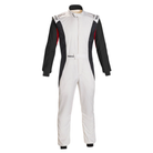 The white and black SFI 3.2a/5 rated Sparco Competition US Racing Suit with red armpits.