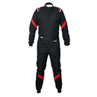 The front of the black Sparco Eagle LT Racing Suit from the front.