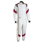 The front of the white Sparco Eagle LT Racing Suit.
