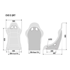 The dimensions of the Sparco Evo S QRT Fiberglass Racing Seat.