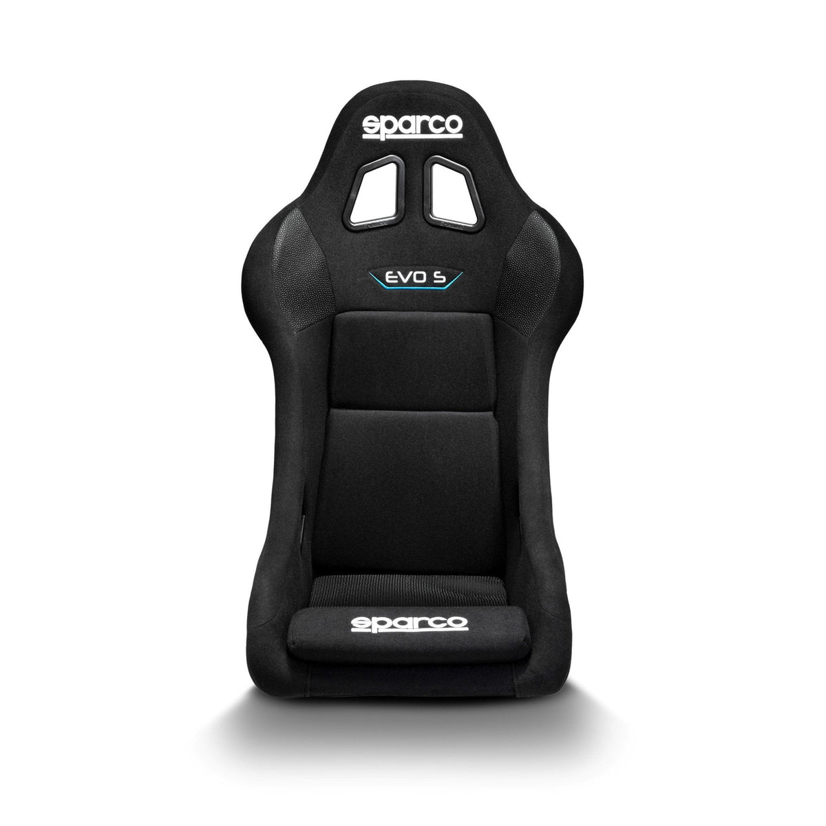 The Sparco Evo S QRT Fiberglass Racing Seat shown from the front.