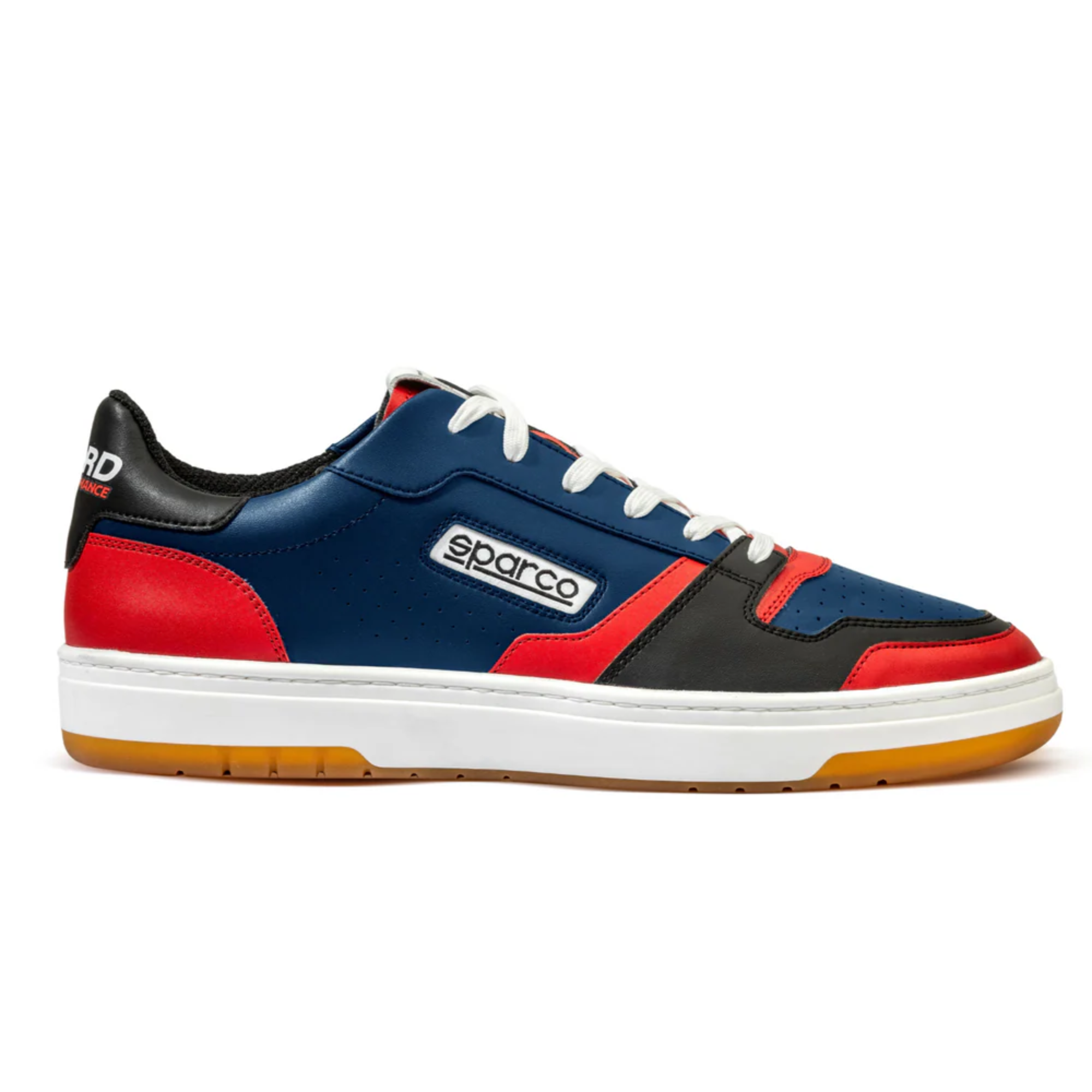 The blue, red and black Sparco Ford Performance S-Urban Shoes showing the side of the shoes.
