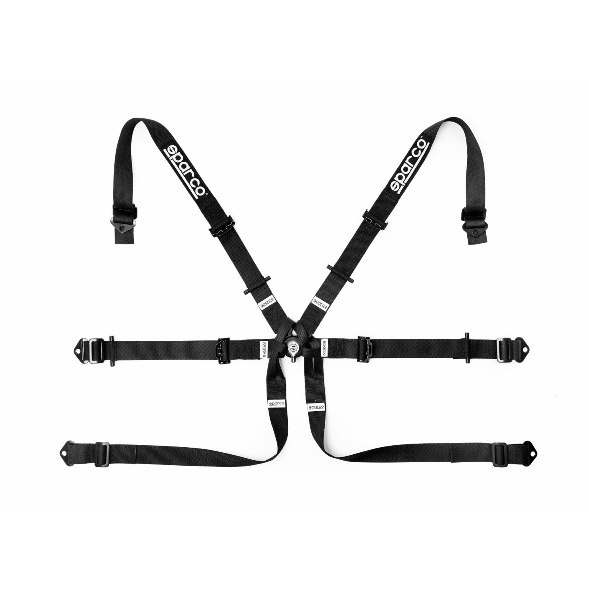 The black FIA 8853-2016 rated Sparco Formula H-7 Racing Harness.