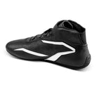 The inside of the black and white Sparco Formula Racing Shoes at an angle.