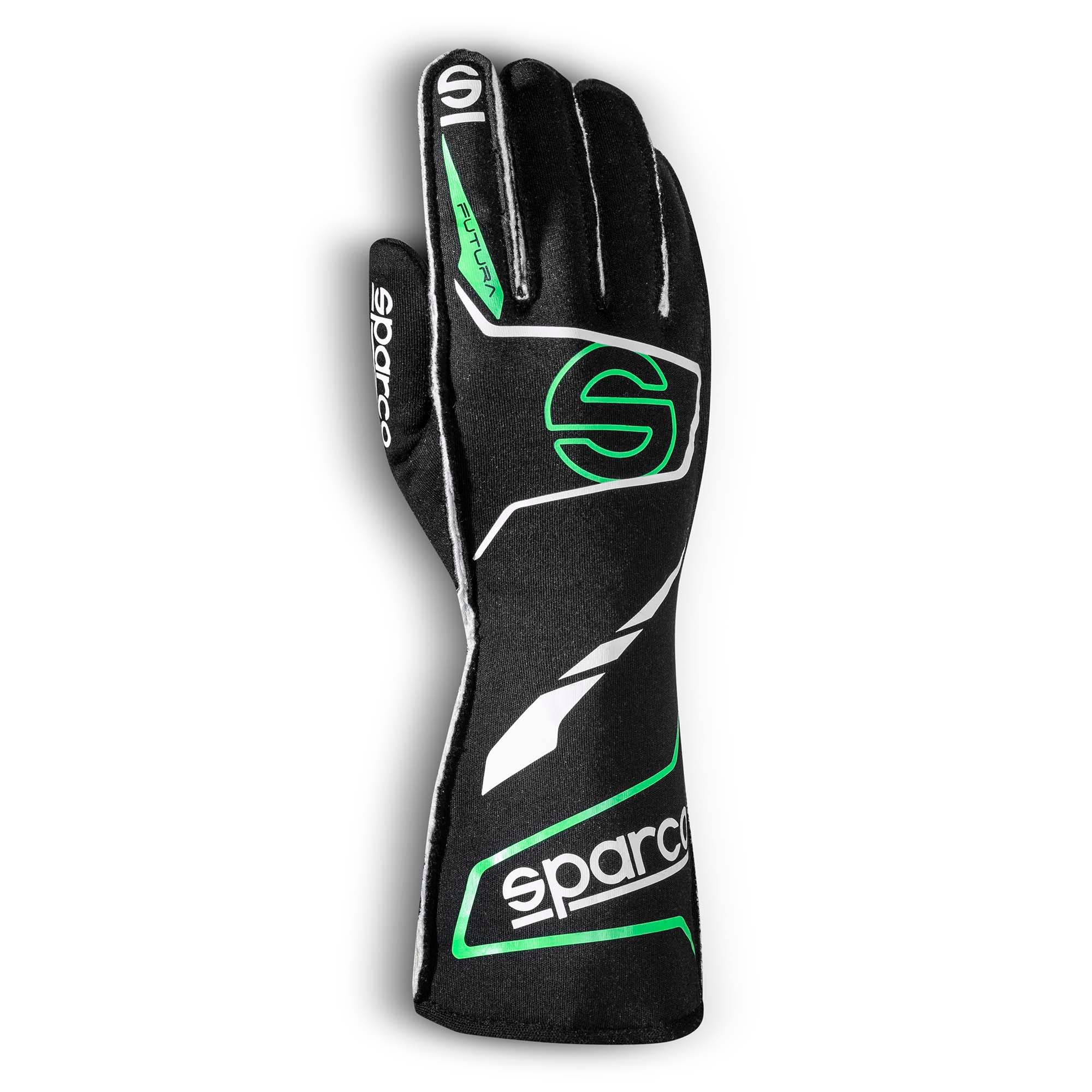 The black and green Sparco Futura Racing Gloves.