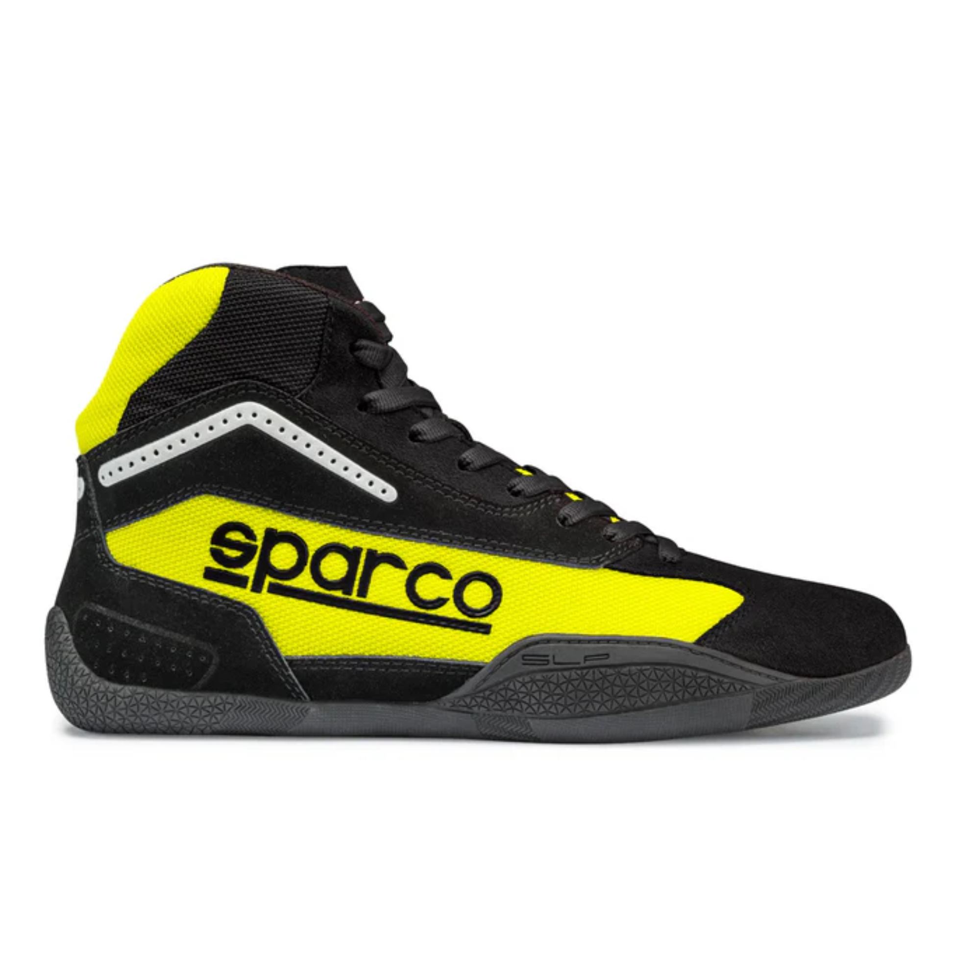 The black and yellow Sparco Gamma KB-4 Karting Shoe.