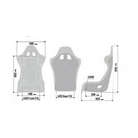 The dimensions of the Sparco Grid QRT Sky Fiberglass Racing Seat.