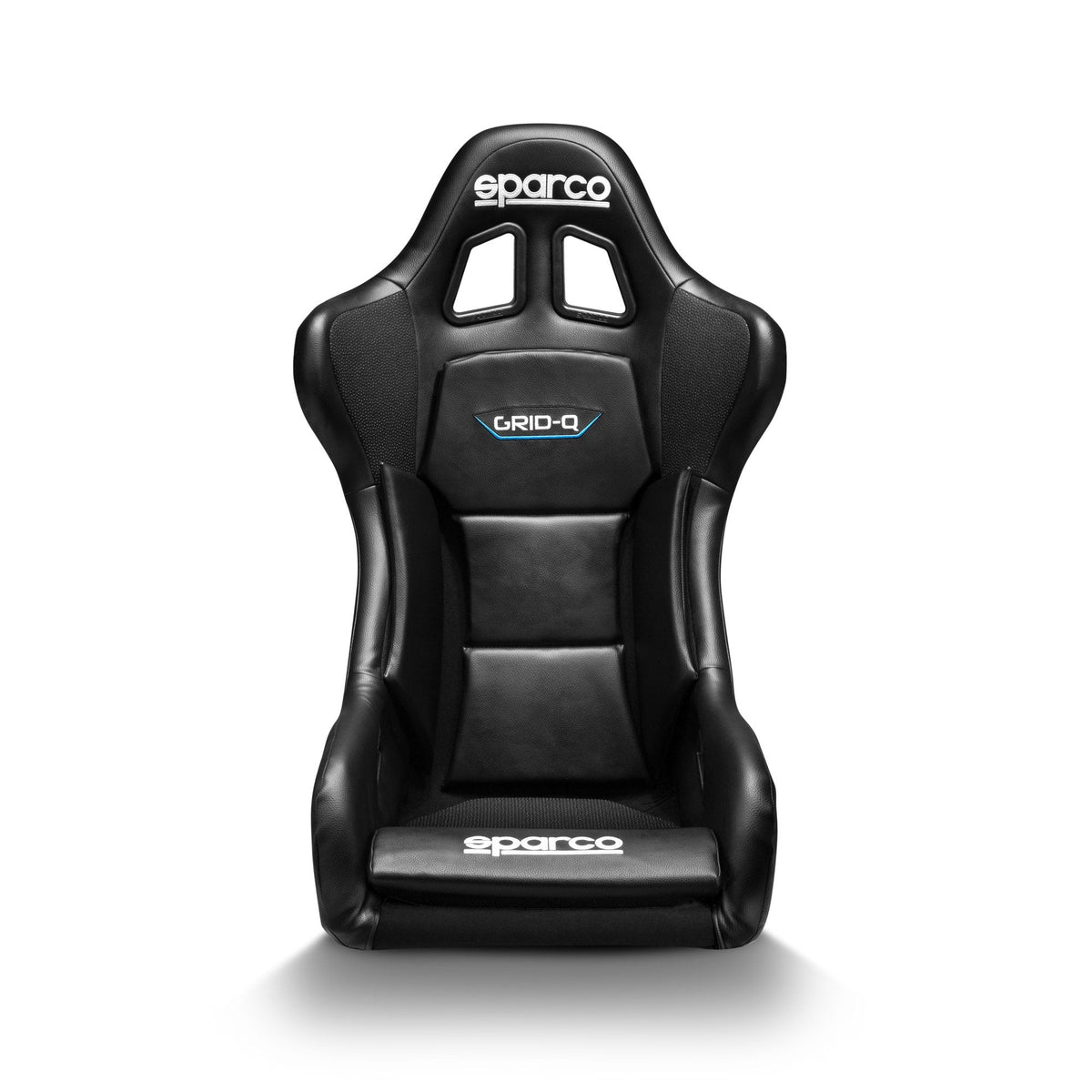 The front of the Sparco Grid QRT Sky Fiberglass Racing Seat.