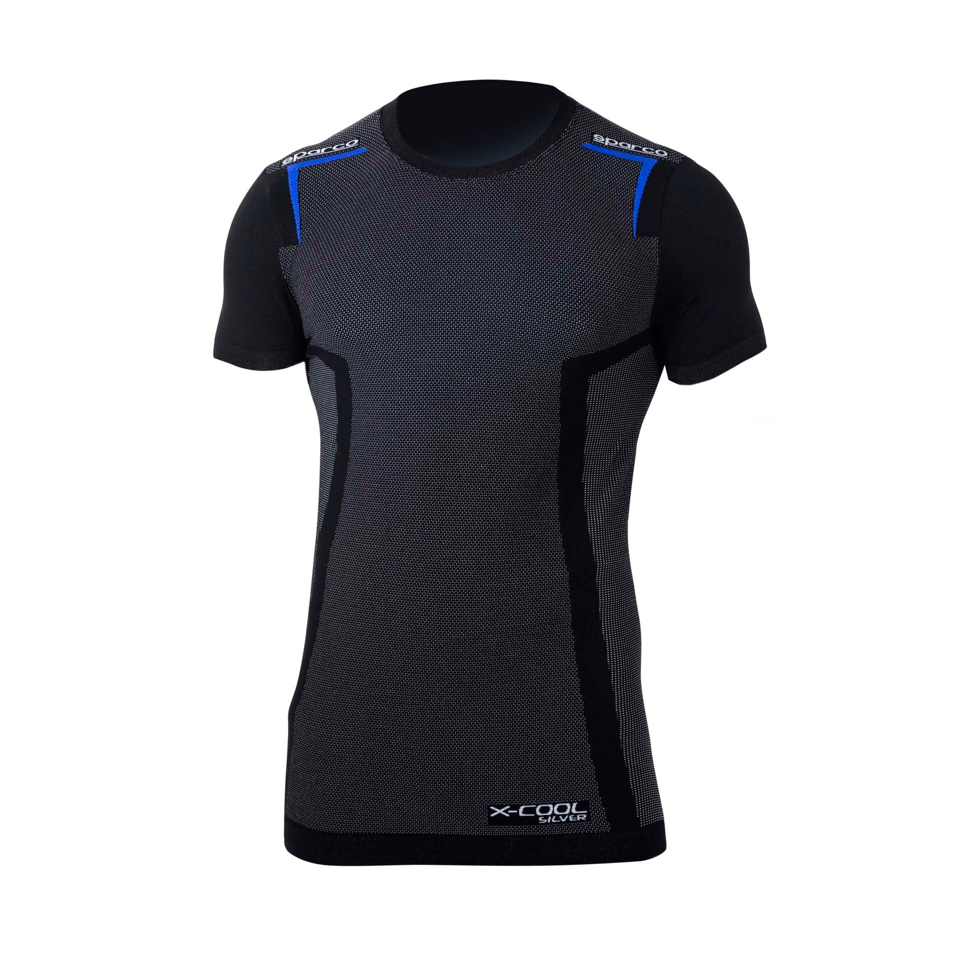 The black and blue Sparco K-Carbon Karting T-Shirt.