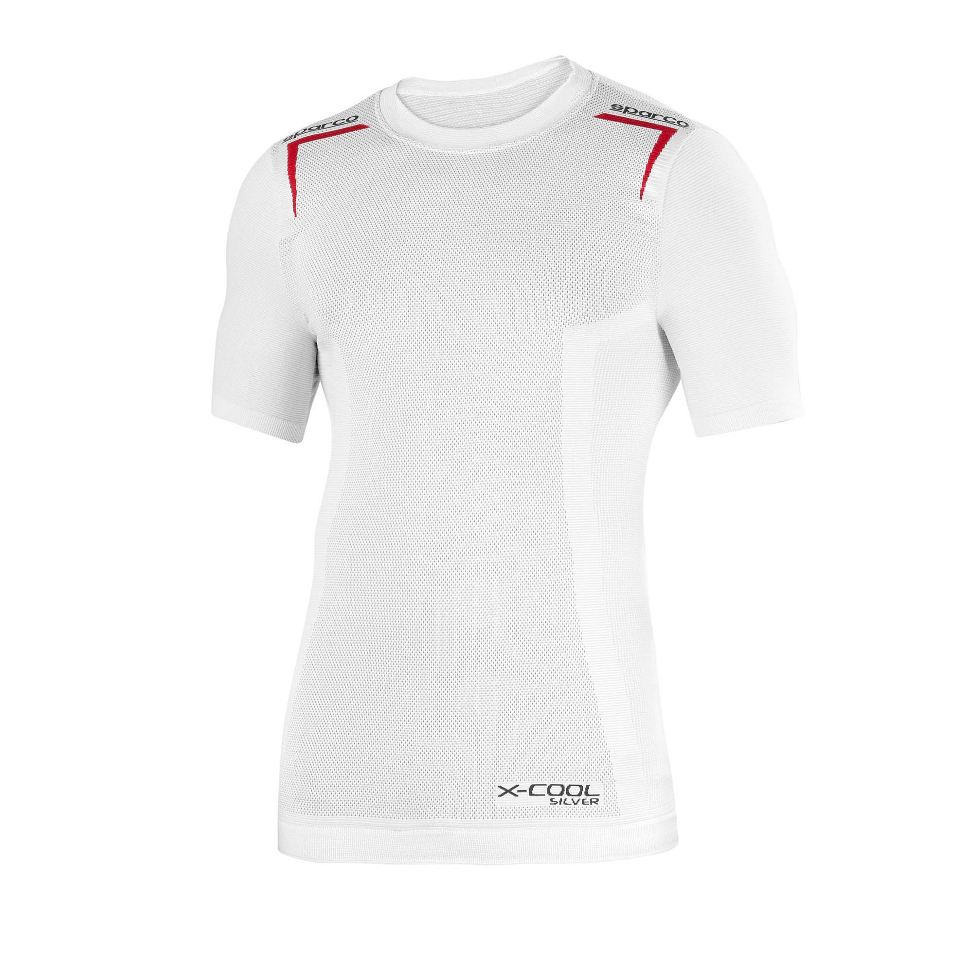 The white and red Sparco K-Carbon Karting T-Shirt.