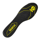 The sole of the black and yellow Sparco K-Pole Karting Shoe from Sparco.