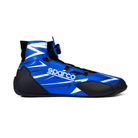 The blue and white Sparco K-Rapid Karting Shoes from Sparco from the side.