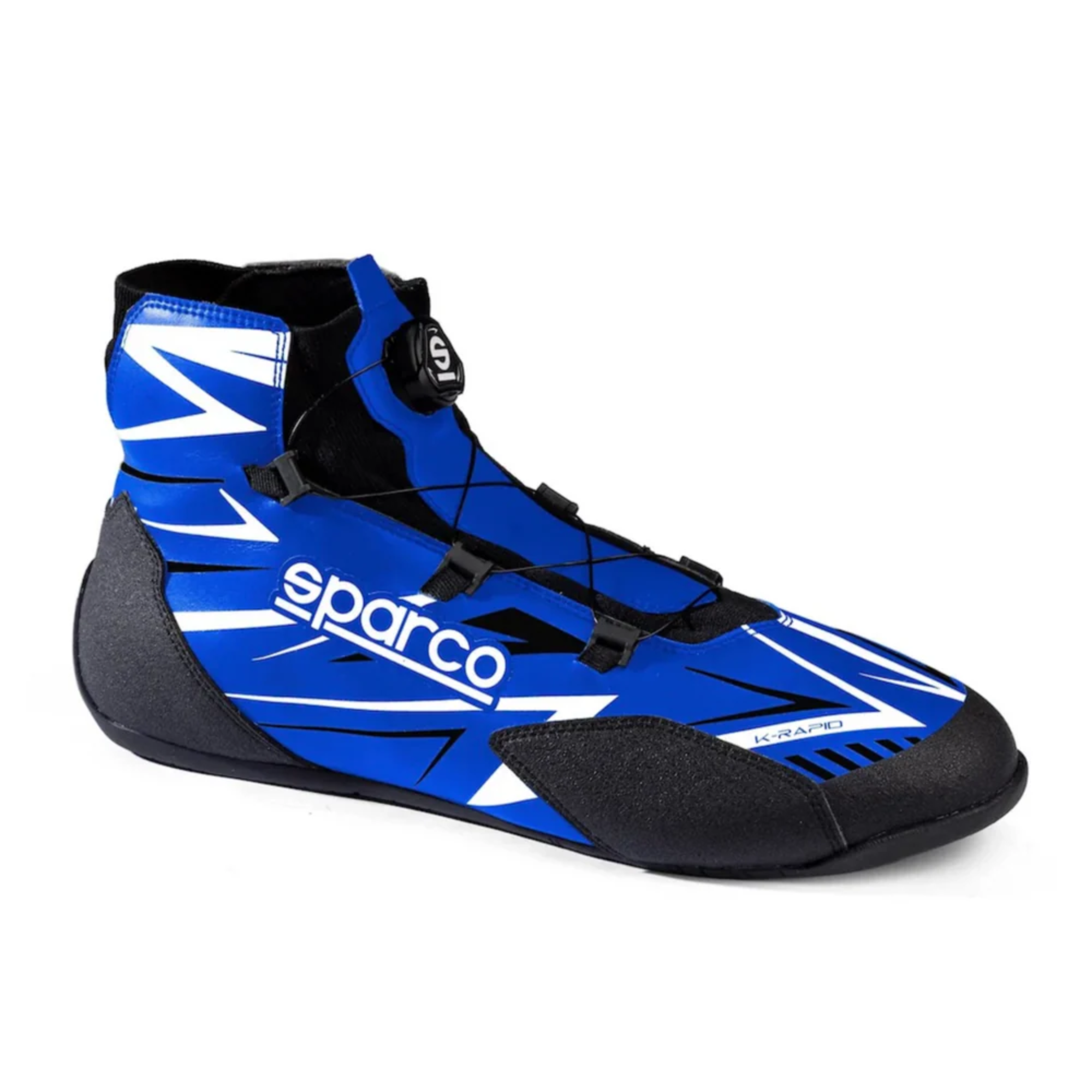 The blue and white Sparco K-Rapid Karting Shoes from Sparco.