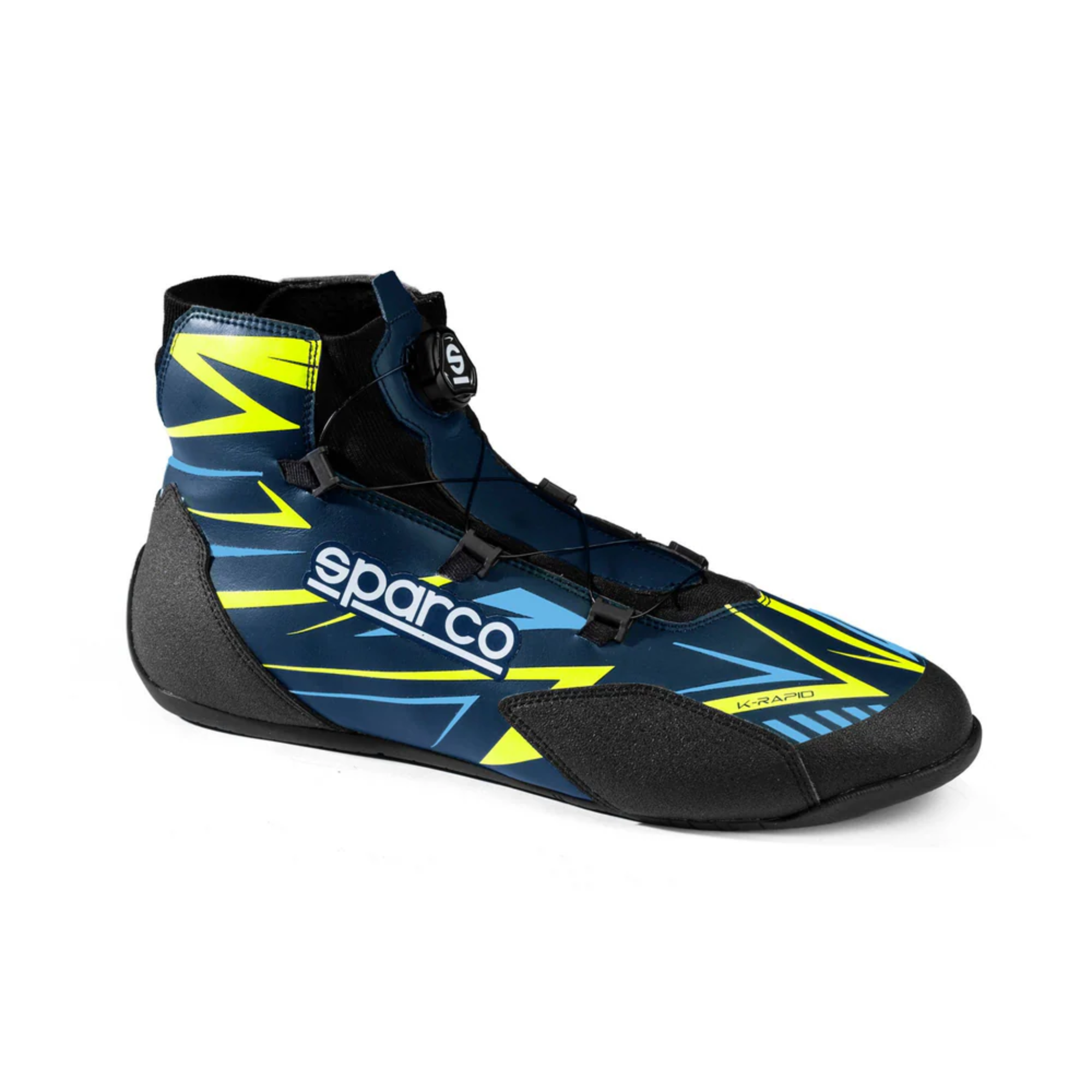 The navy and yellow Sparco K-Rapid Karting Shoes from Sparco.