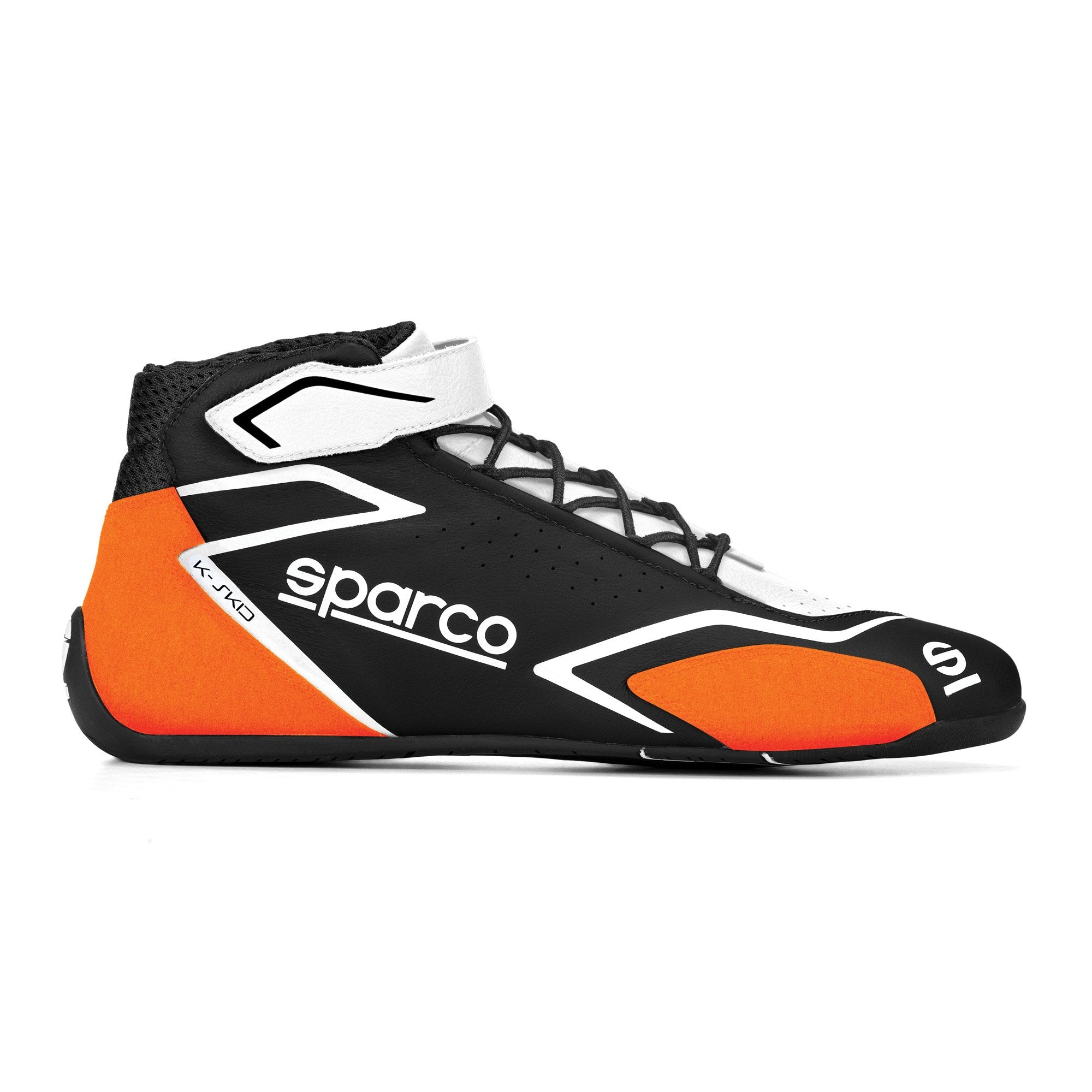 The black and orange Sparco K-Skid Karting Shoe.