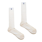 The white FIA 2000 homologated Sparco Knee Length Soft-Touch Racing Socks.
