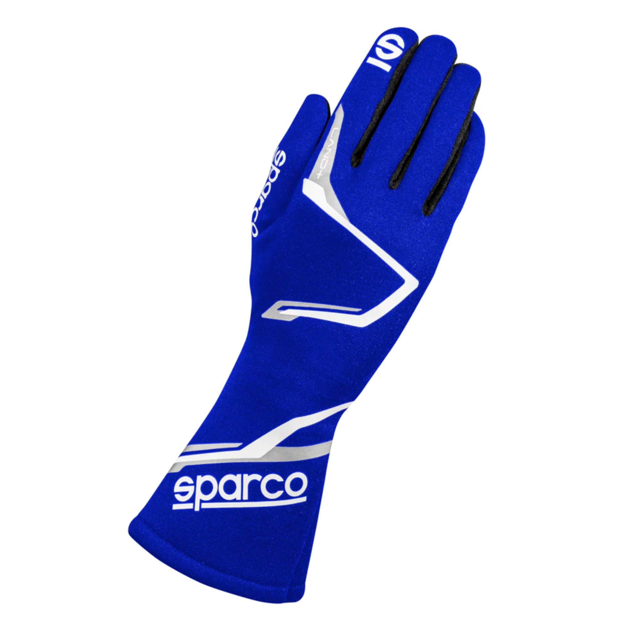The blue Sparco Land+ Racing Gloves.
