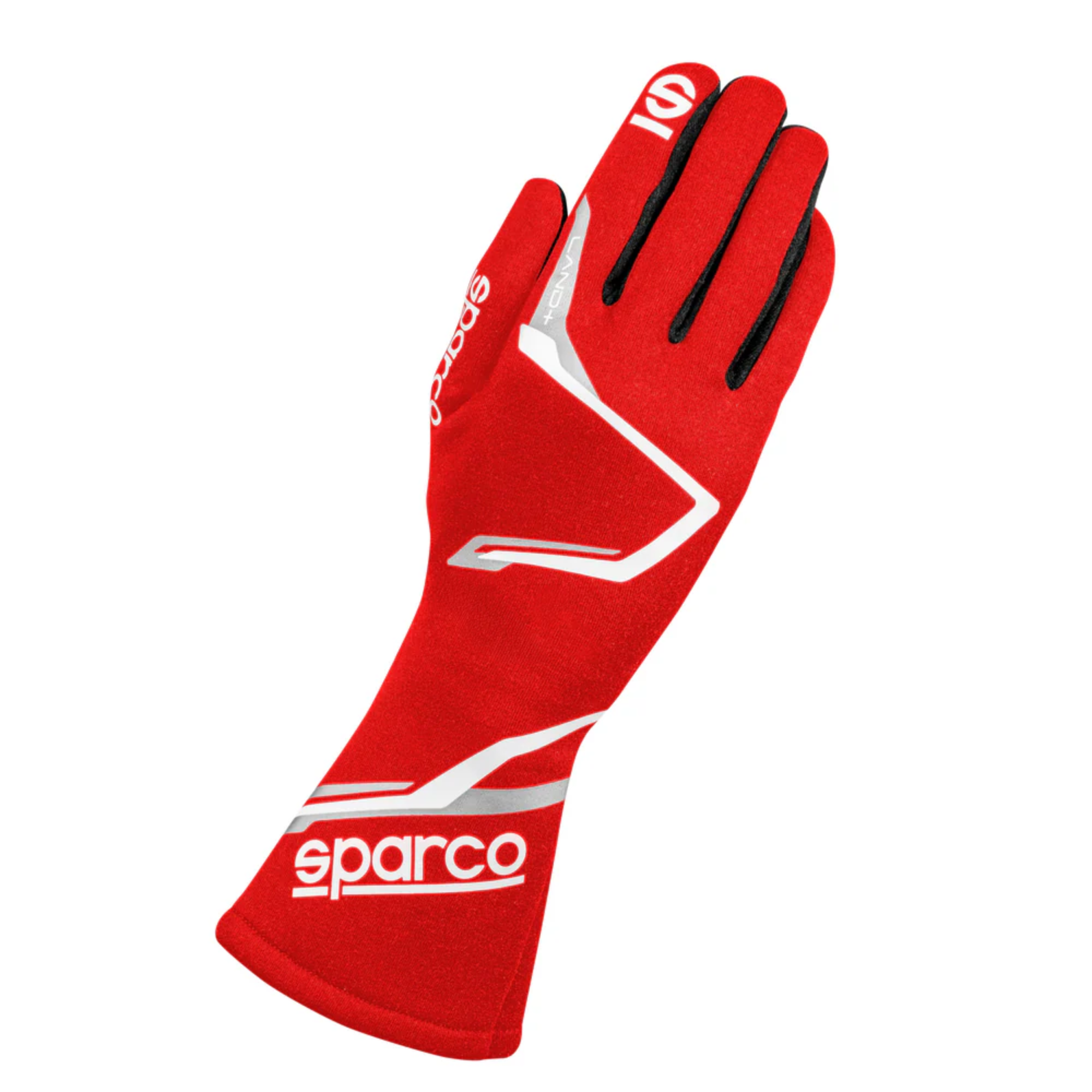 The red Sparco Land+ Racing Gloves.