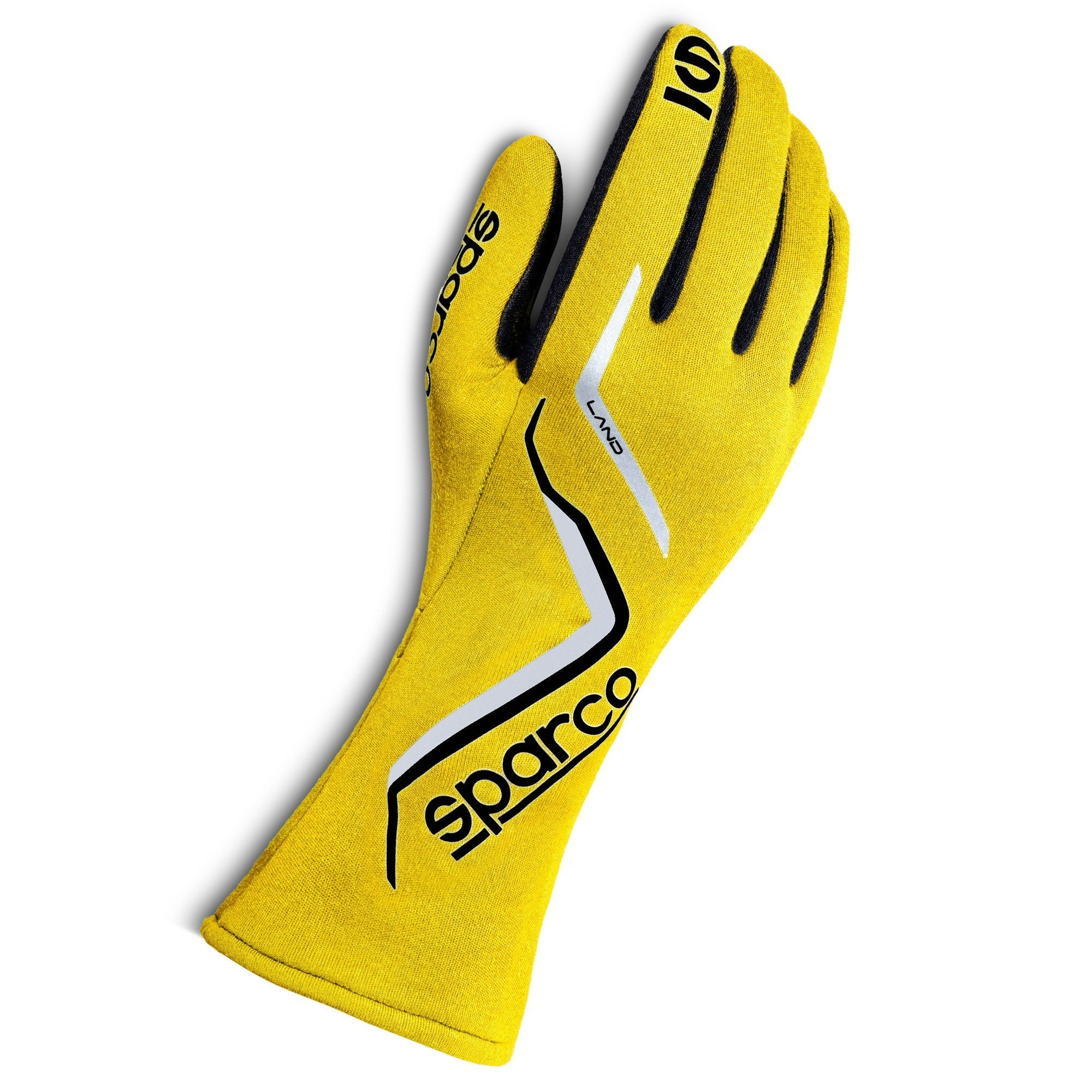 The yellow 2024 model Sparco Land Racing Gloves.
