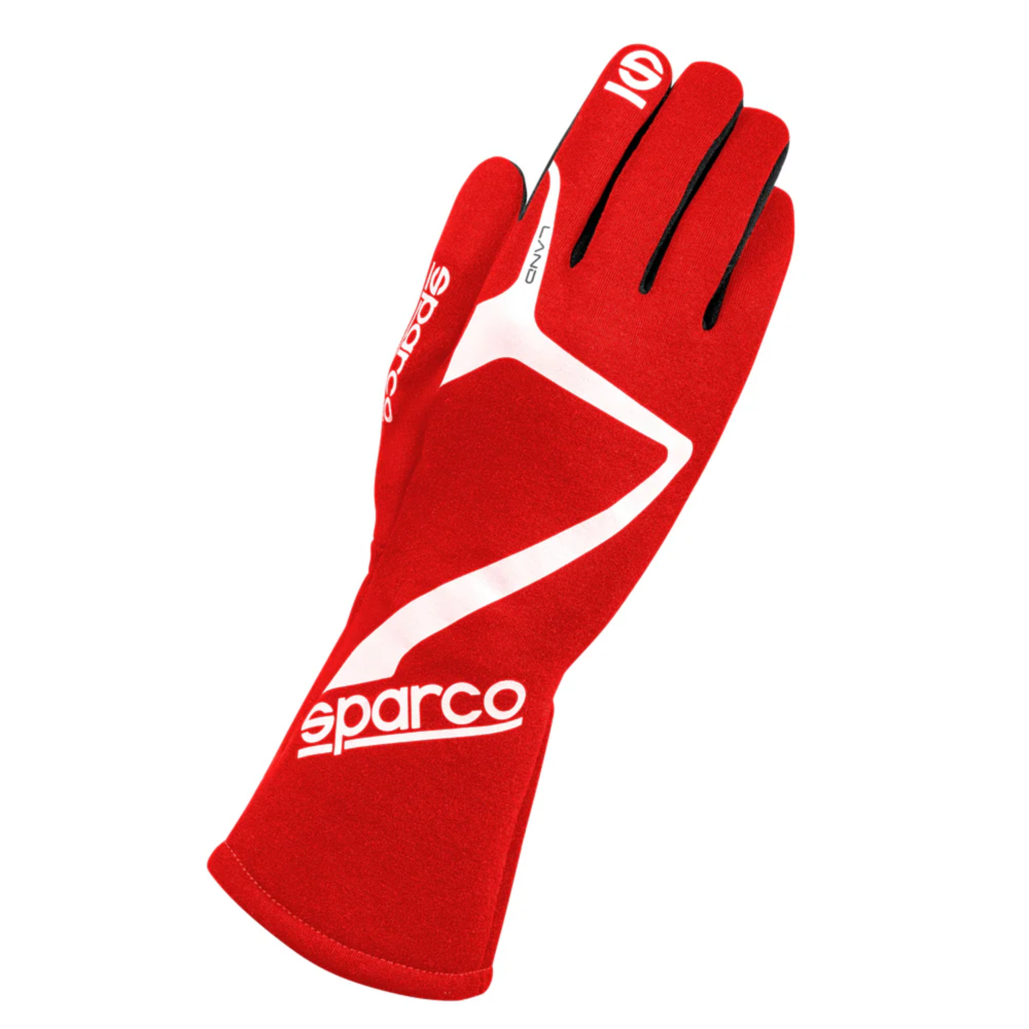 The red Sparco Land Racing Gloves.