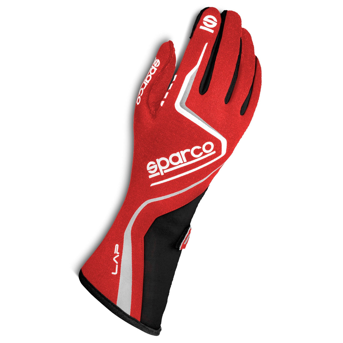 The red and black 2021 Model Sparco Lap Racing Gloves.