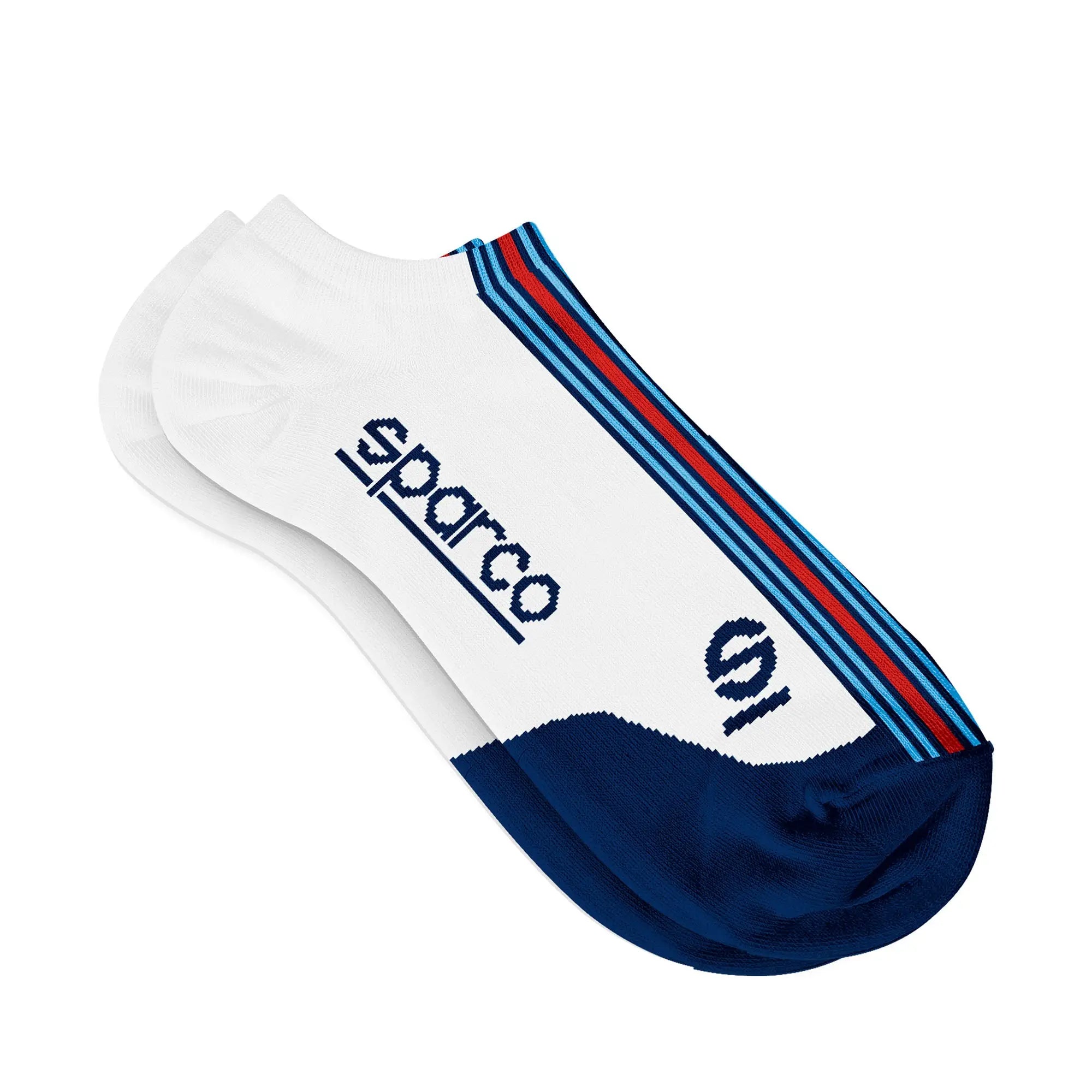 The white and navy Sparco Martini Iconic Low Cut Socks.