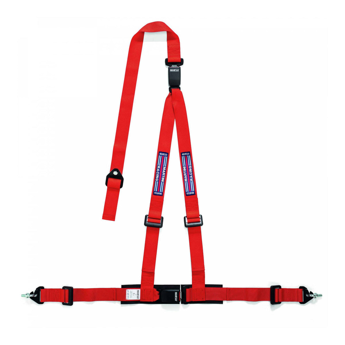 The red Sparco Martini Racing 2 Inch 3-Point Dual Release Street Harness.