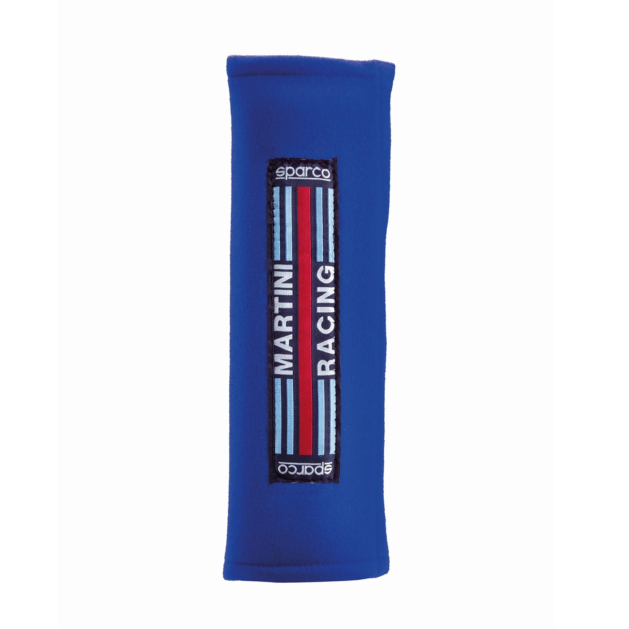 The blue Sparco Martini Racing 3" Harness Pads.