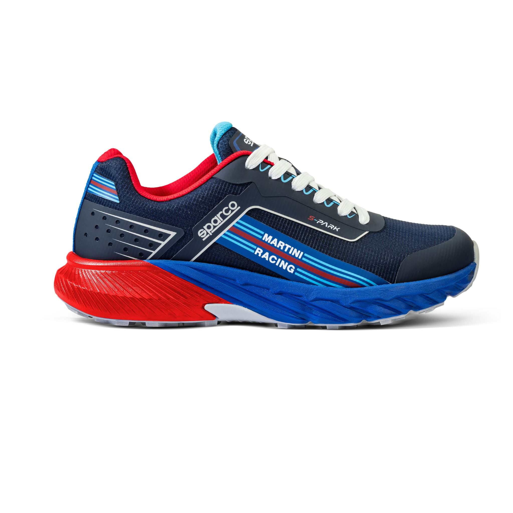 The side of the Sparco Martini S-Park Work Shoes showing the Martini Racing logo.