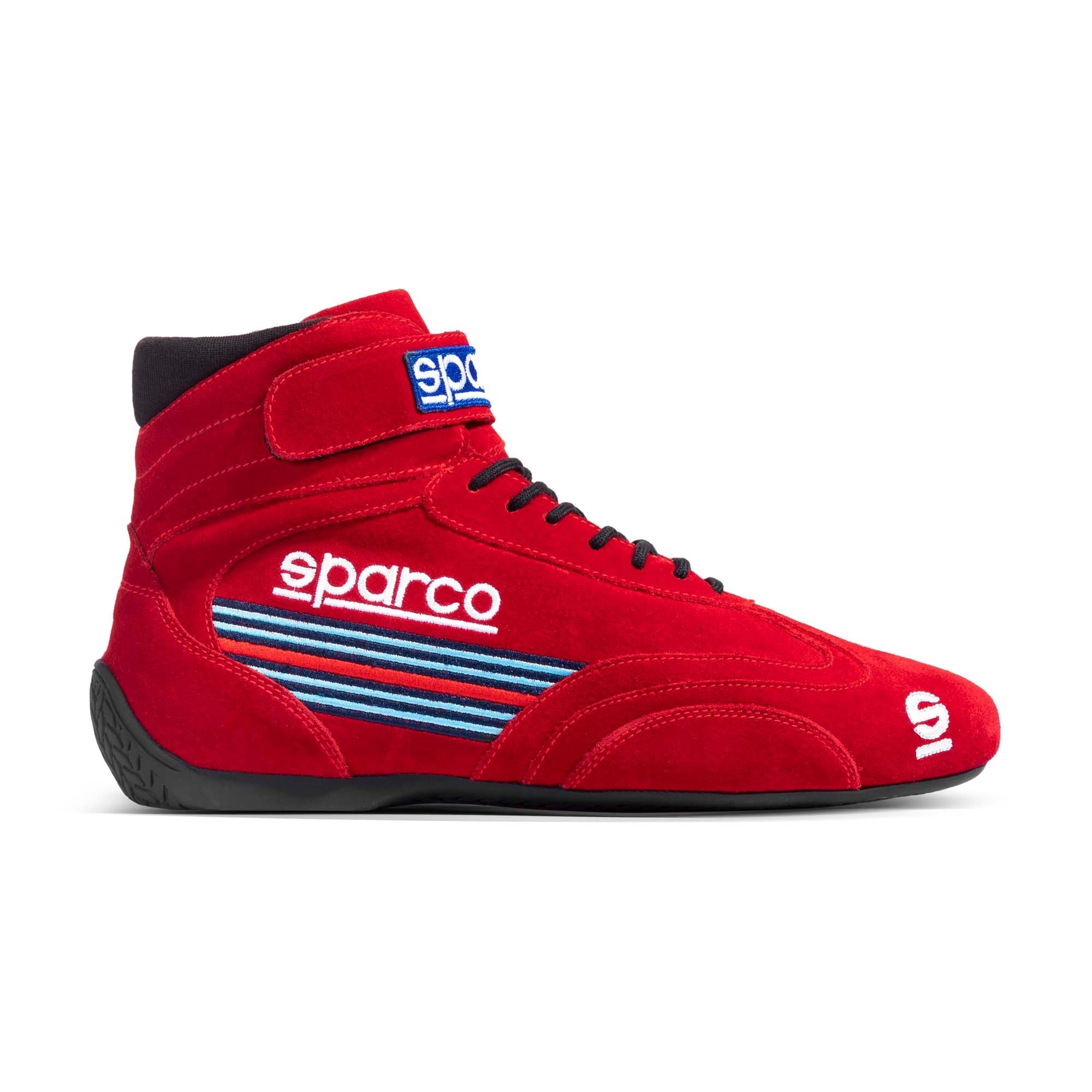 The side of the red Sparco Martini Top Racing Shoes.