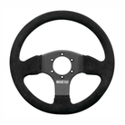 The Sparco P-300 Steering Wheel, a Sparco racing steering wheel with a black suede rim and a black metal center hub.