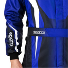 The blue and white Sparco Prime K Advanced Kart Racing Suit waistband.