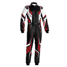 The CIK-FIA N2013.1 black, red and white Sparco Prime KS-10 Kart Racing Suit.