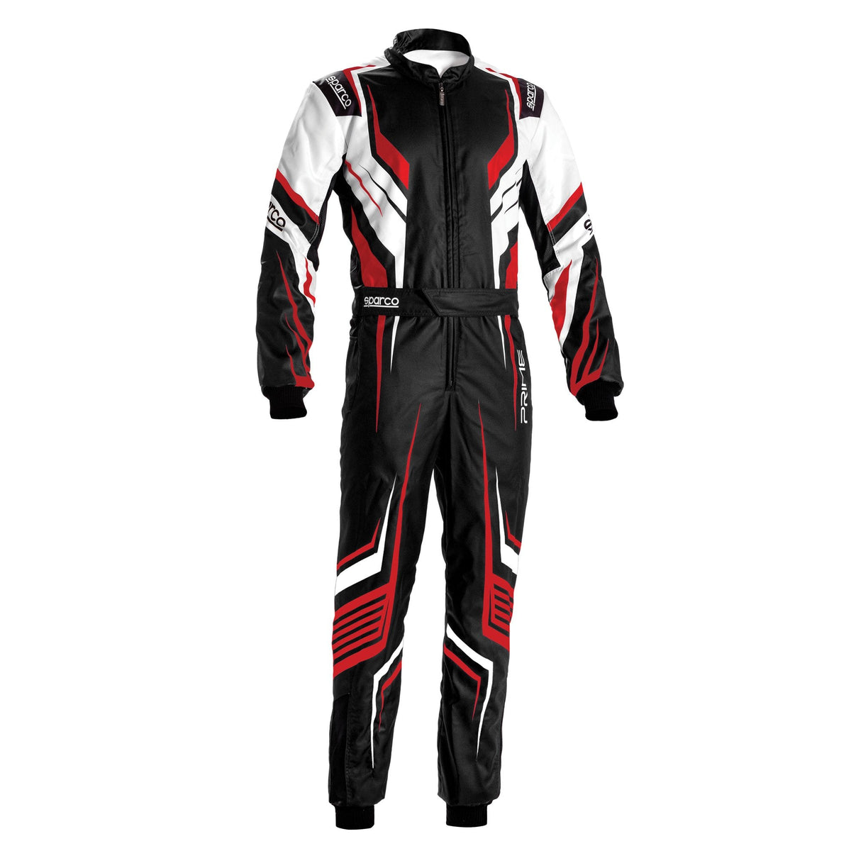 The CIK-FIA N2013.1 black, red and white Sparco Prime KS-10 Kart Racing Suit.