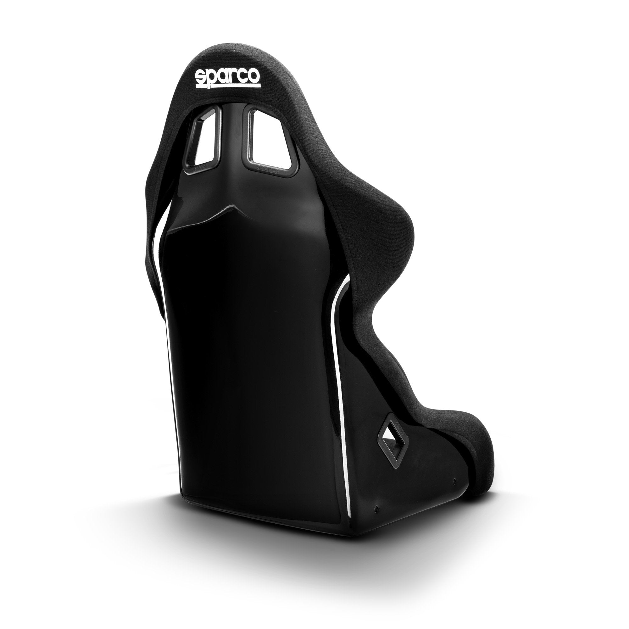 The back of the Sparco Pro 2000 QRT Fiberglass Racing Seat at an angle.