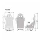 The dimensions of the Sparco Pro 2000 QRT Fiberglass Racing Seat.