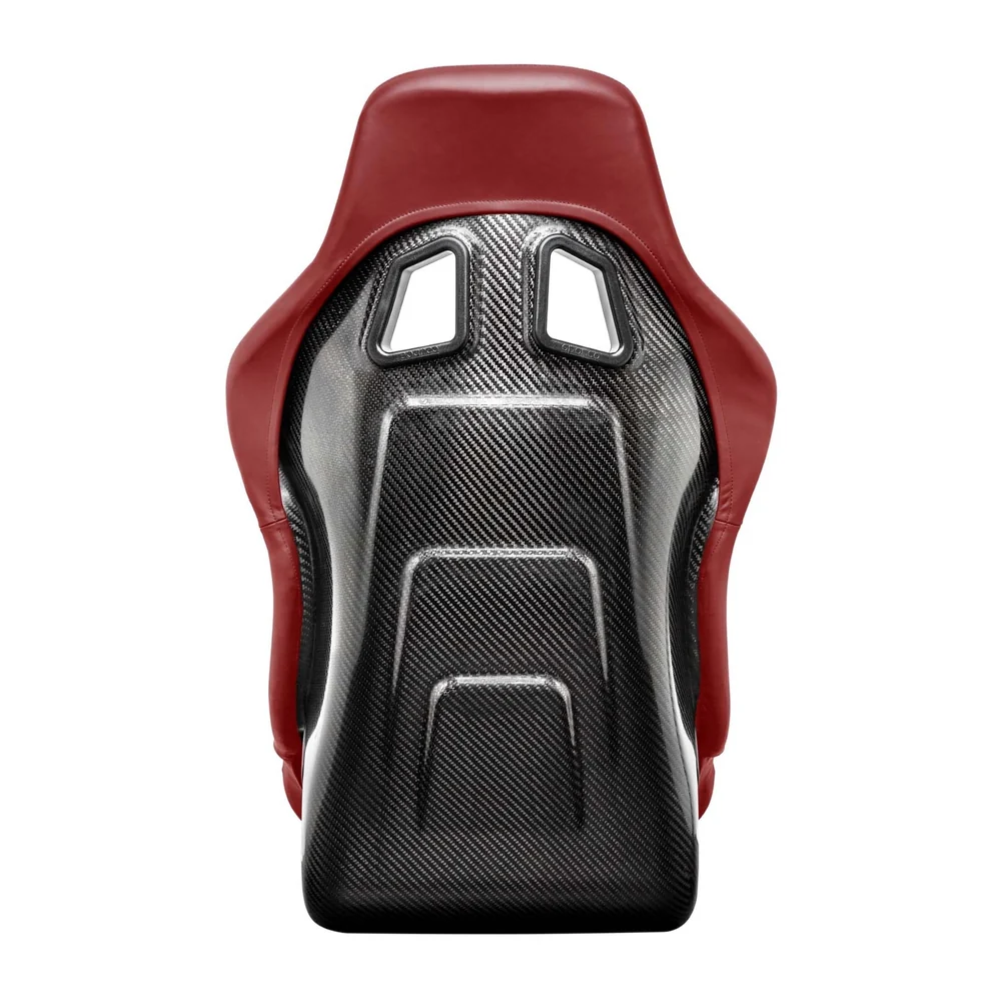 The back of the red Sparco QRT-C Performance Carbon Racing Seat.