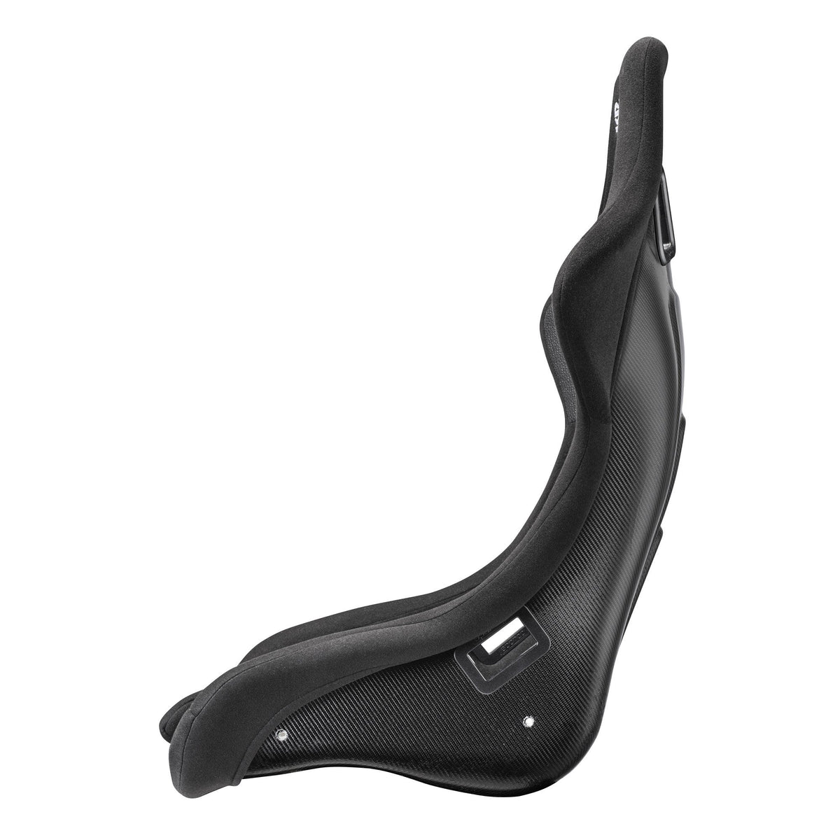 The Sparco QRT Carbon Racing Seat from the side.