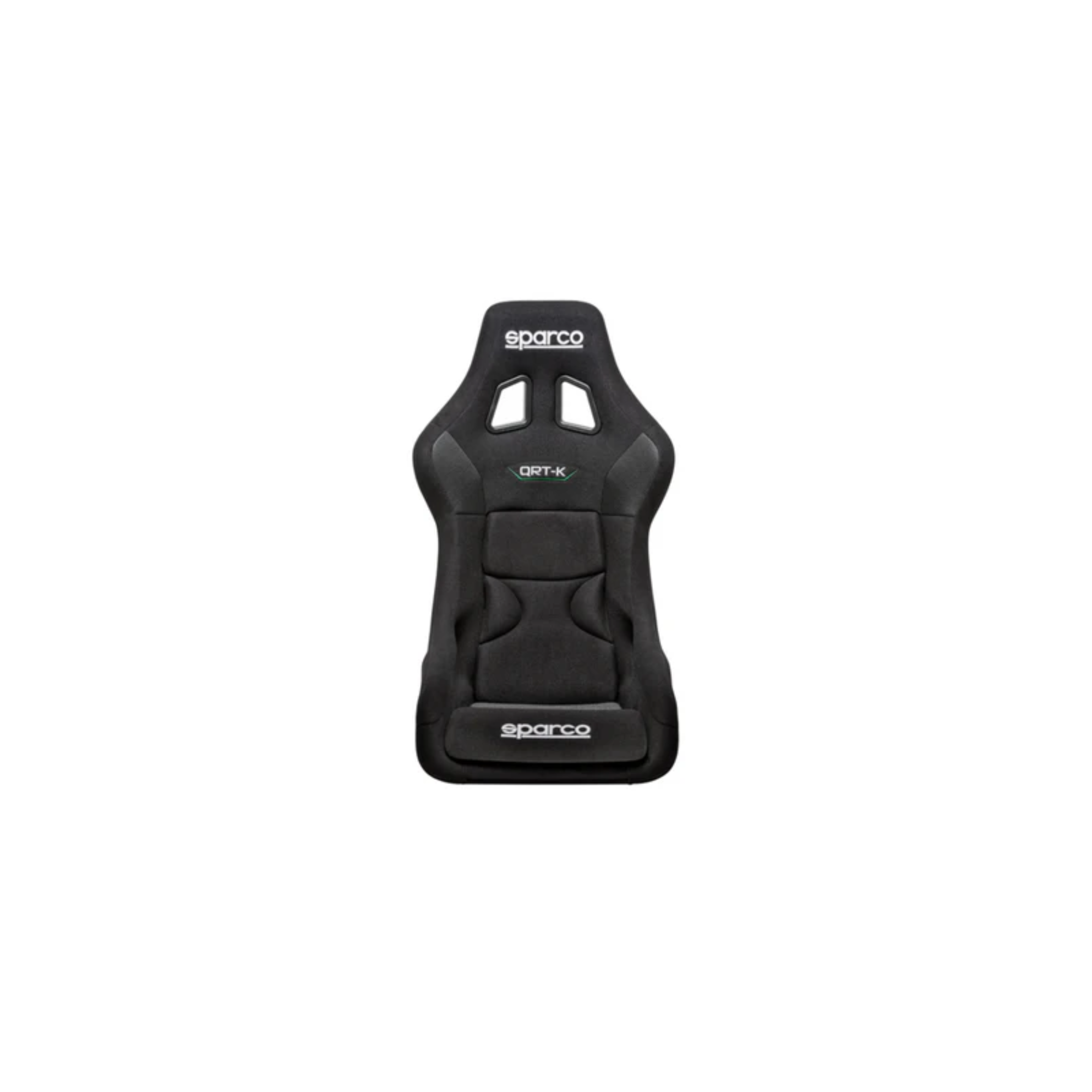 The front of the black Sparco QRT-K X Kevlar Racing Seat.