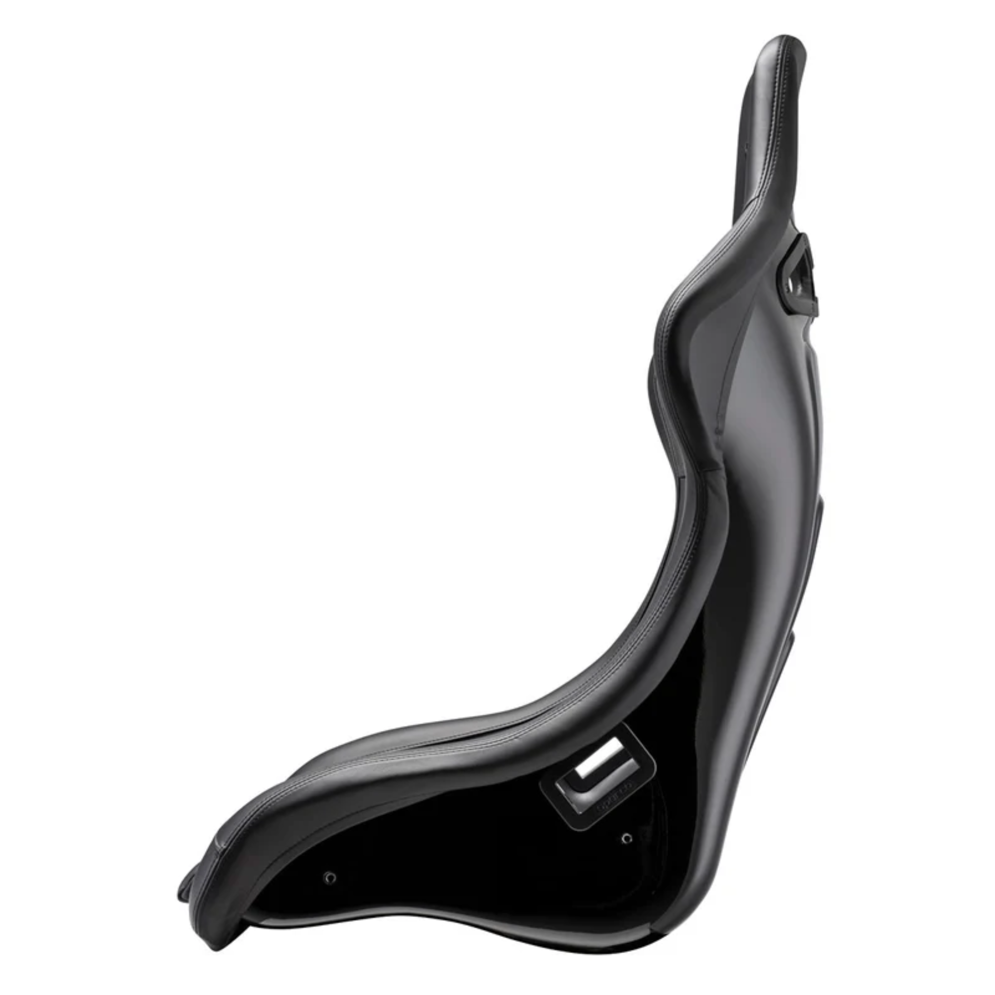 The side of the black Sparco QRT Performance Comp Racing Seat.