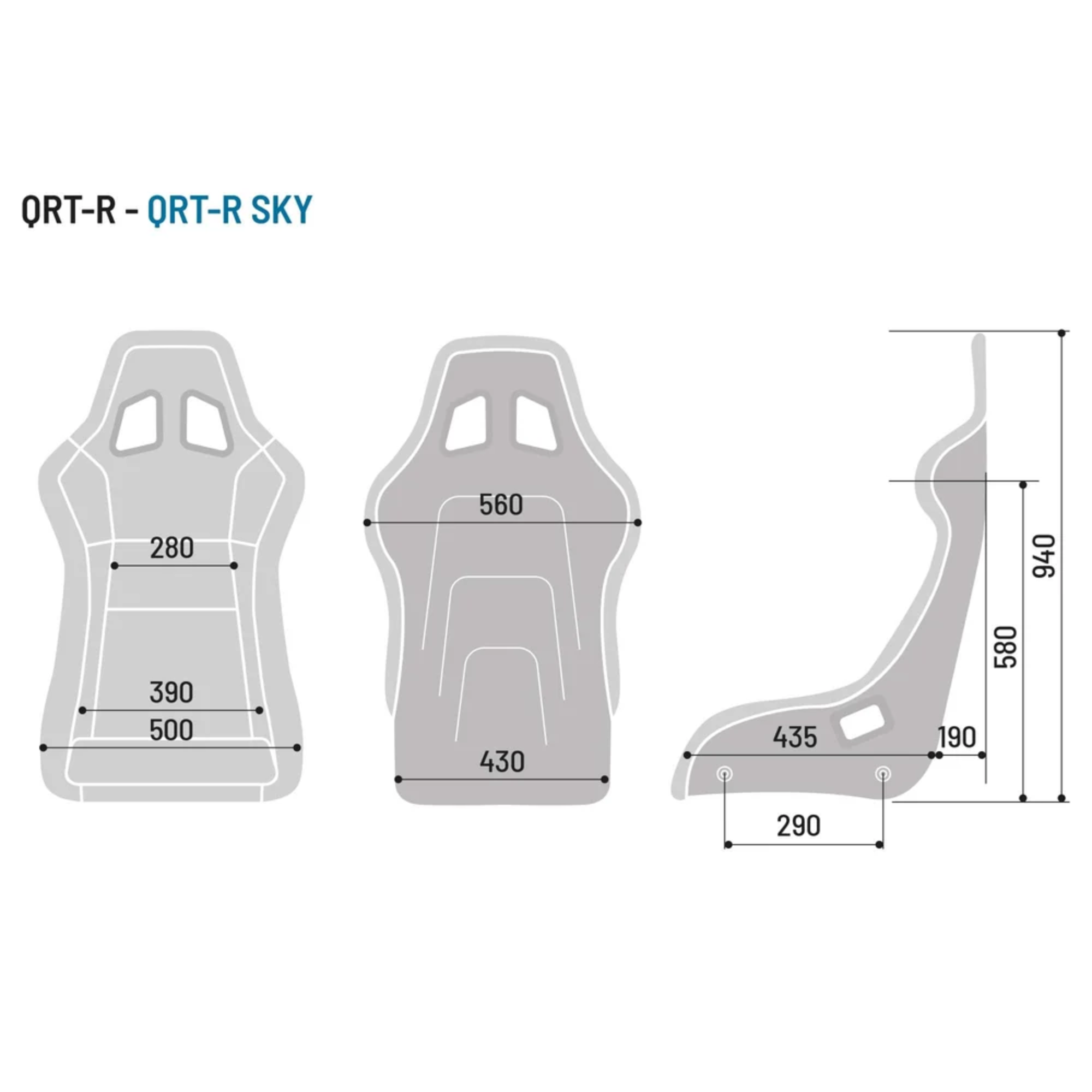 The dimensions of the Sparco QRT Performance Comp Racing Seat. all-groups
